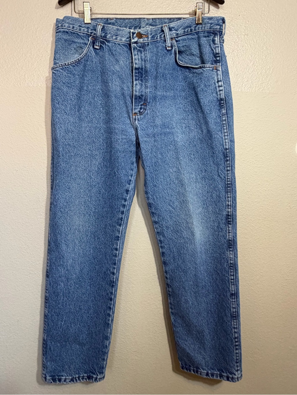 Vintage Rustler Regular Fit Straight Leg Jeans Stonewash Blue 36x30